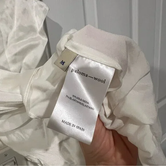 Paloma Wool Nolita Embroidered Silk Mini Dress Ecru Size Medium NWOT - Picture 8 of 8